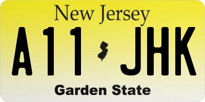 NJ license plate A11JHK