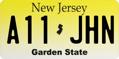 NJ license plate A11JHN