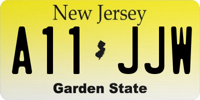 NJ license plate A11JJW
