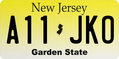 NJ license plate A11JKO