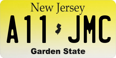 NJ license plate A11JMC