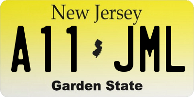 NJ license plate A11JML