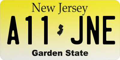 NJ license plate A11JNE