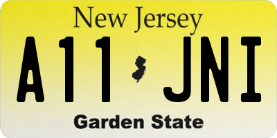 NJ license plate A11JNI