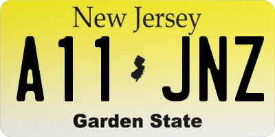 NJ license plate A11JNZ