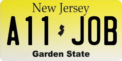 NJ license plate A11JOB
