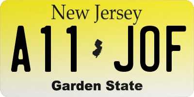 NJ license plate A11JOF