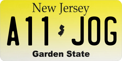 NJ license plate A11JOG