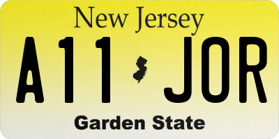 NJ license plate A11JOR