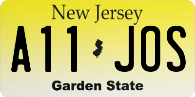 NJ license plate A11JOS