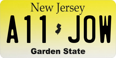 NJ license plate A11JOW