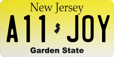 NJ license plate A11JOY