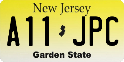 NJ license plate A11JPC