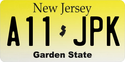 NJ license plate A11JPK