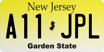 NJ license plate A11JPL