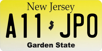 NJ license plate A11JPO