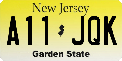 NJ license plate A11JQK