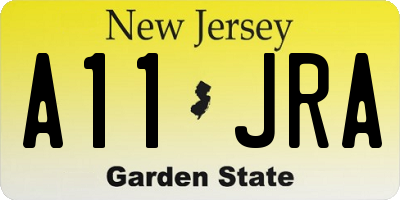 NJ license plate A11JRA