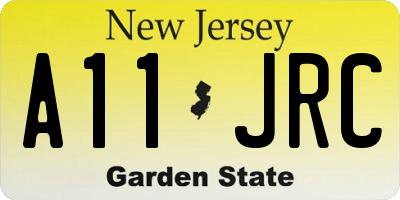 NJ license plate A11JRC