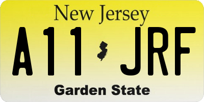 NJ license plate A11JRF