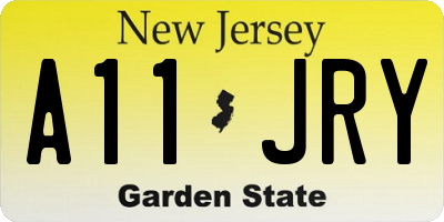 NJ license plate A11JRY
