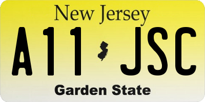 NJ license plate A11JSC