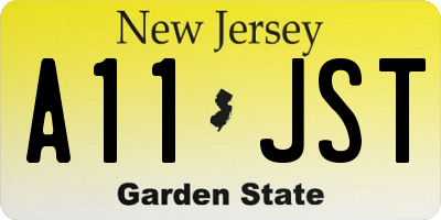 NJ license plate A11JST