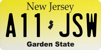 NJ license plate A11JSW
