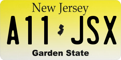 NJ license plate A11JSX