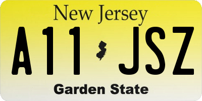 NJ license plate A11JSZ