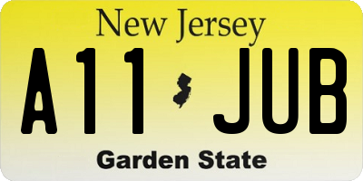 NJ license plate A11JUB