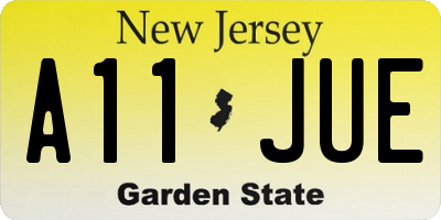 NJ license plate A11JUE