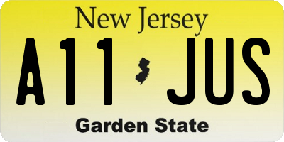 NJ license plate A11JUS