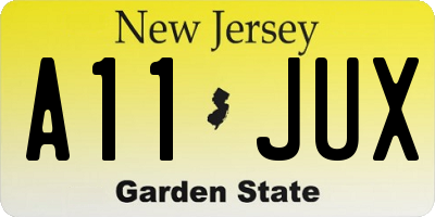 NJ license plate A11JUX