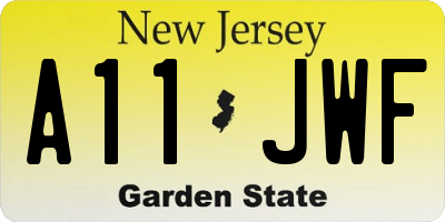 NJ license plate A11JWF