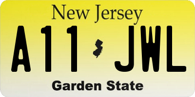 NJ license plate A11JWL