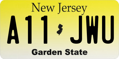 NJ license plate A11JWU