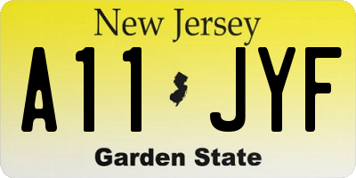 NJ license plate A11JYF