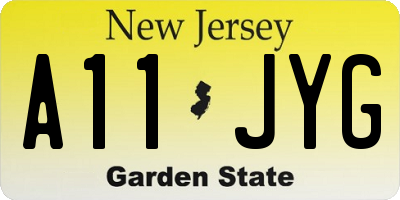 NJ license plate A11JYG