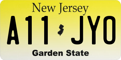 NJ license plate A11JYO