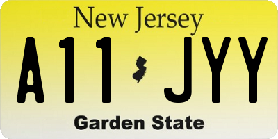 NJ license plate A11JYY