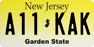 NJ license plate A11KAK