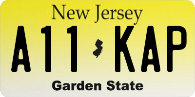 NJ license plate A11KAP