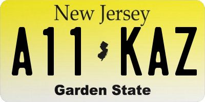 NJ license plate A11KAZ