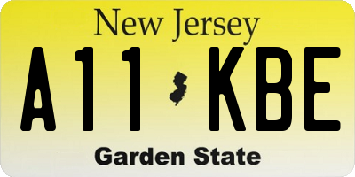 NJ license plate A11KBE
