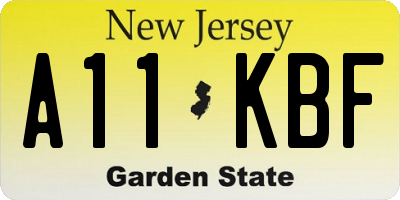 NJ license plate A11KBF