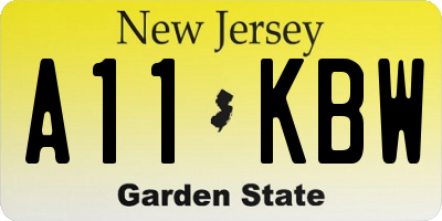 NJ license plate A11KBW