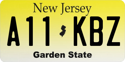 NJ license plate A11KBZ