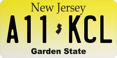 NJ license plate A11KCL