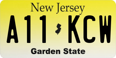 NJ license plate A11KCW